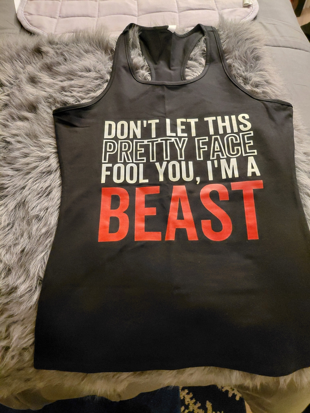 Women's Black Graphic Tank Top - 'BEAST' Motivational Print